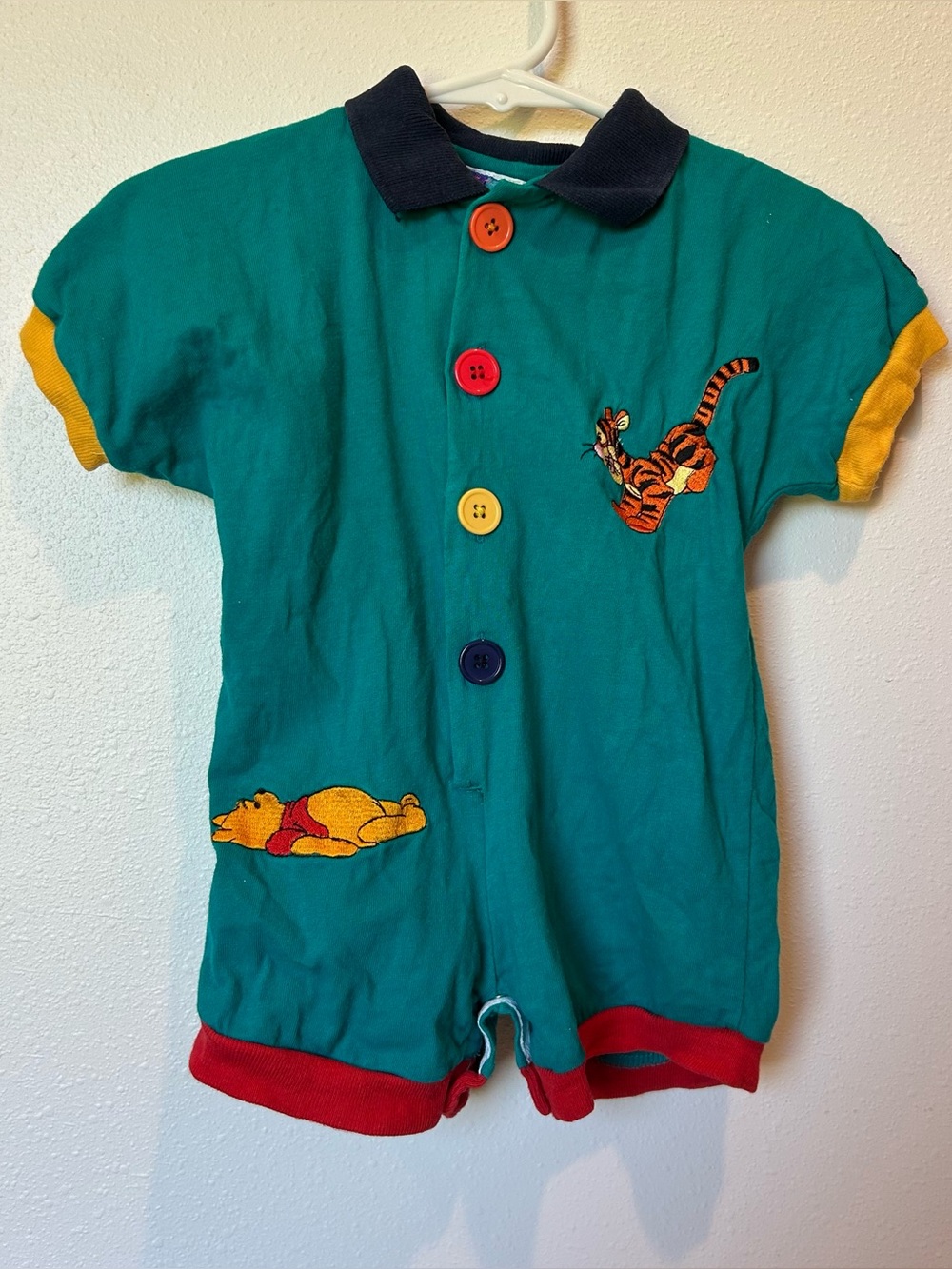 Vintage Winnie the Pooh Green Polo Romper for Kids